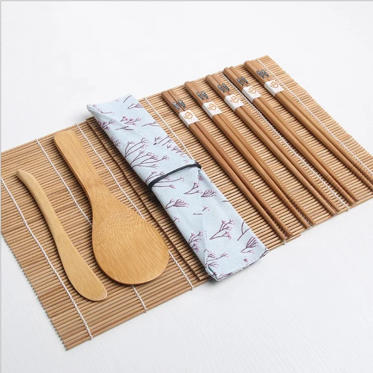 10 шт./компл. Набор для изготовления бамбуковых суши «сделай сам», палочки для еды, лезвие, занавески для суши, наборы для изготовления риса