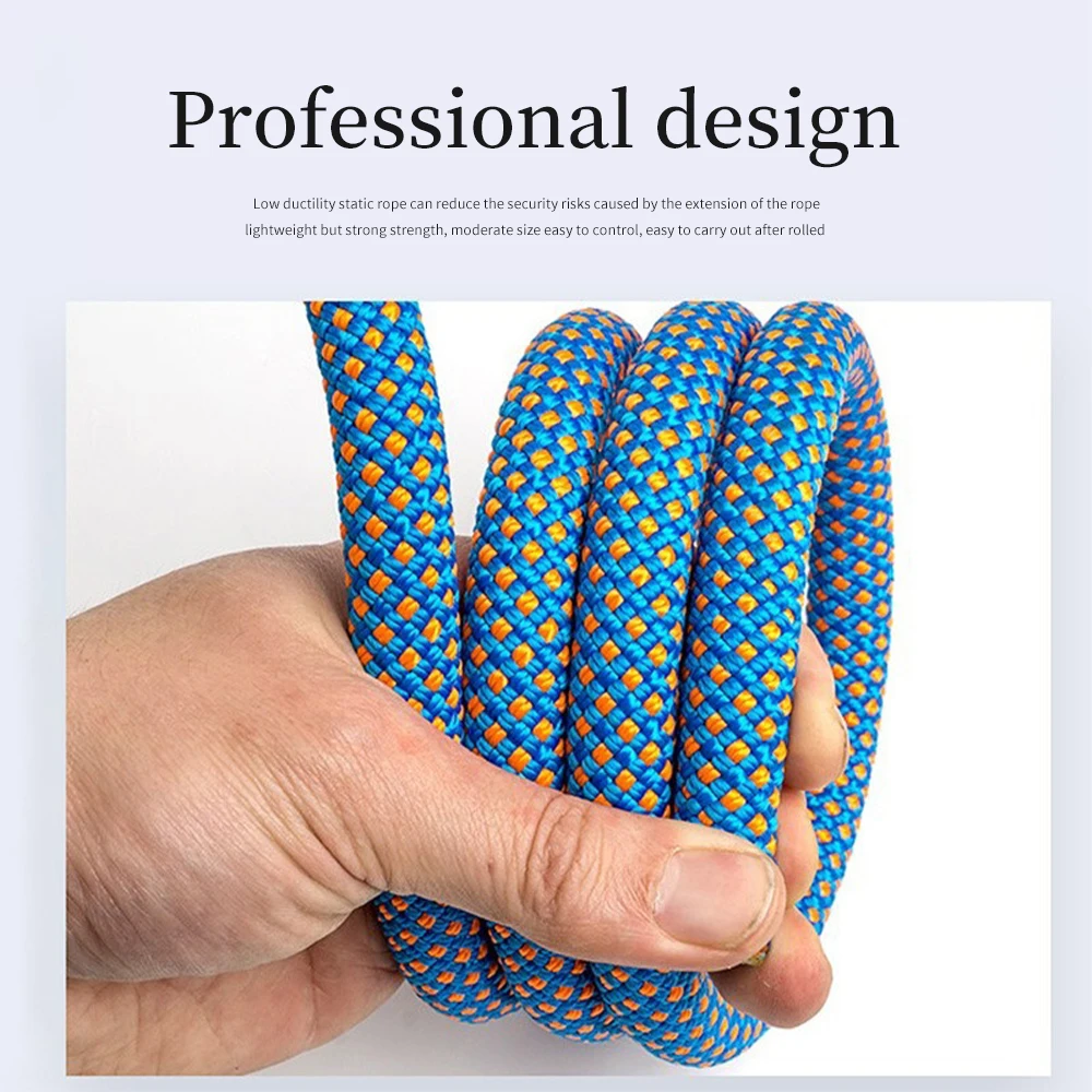 Creclean For Rappelling Fitness Rock Climbing Braided Ropes Outdoor Fire Escape Safety Rope With 2 Steel Hooks