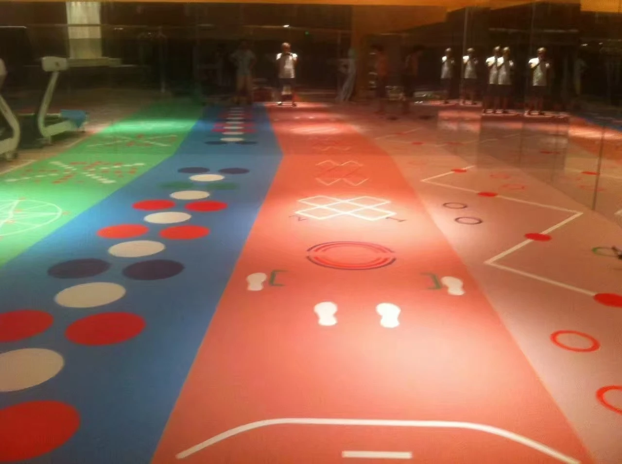 PVC vinyl printing decorative floor school long jumping cushion mat carpet 3D floor plastic game chair large gym mat