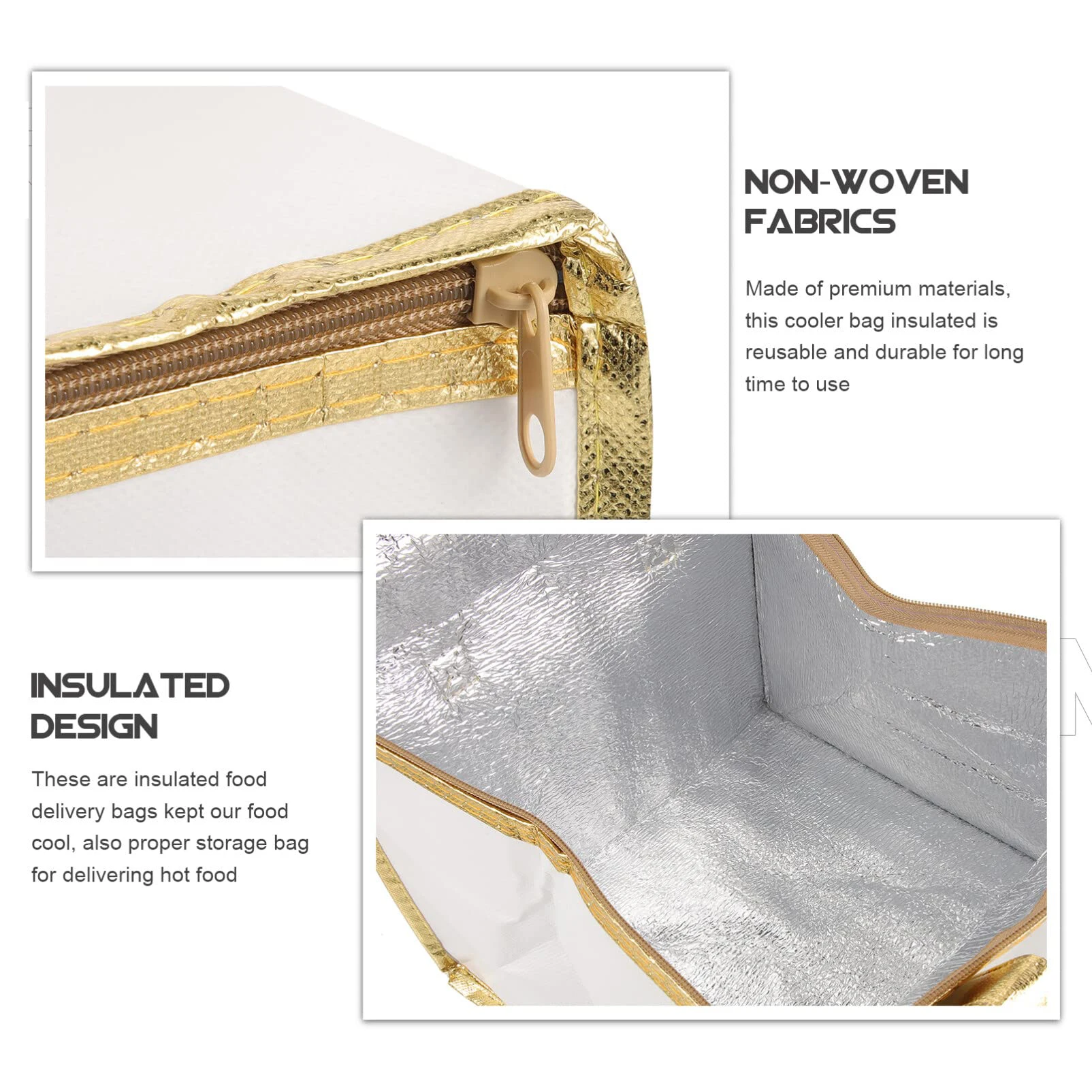 Portable insulation thermal food cake bag non-woven fabric grocery tote waterproof wholesale large cooler lunch bag for outdoor