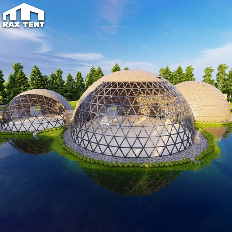 12M 15M 20M Connected Glass Dome Tent for Glamping Resort Party Dining Room and VR Projection Big Dome House