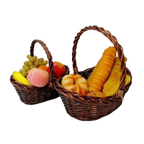 High Quality Creative Plastic Rattan Serving Tray In Braided Storage Handle Basket For Home