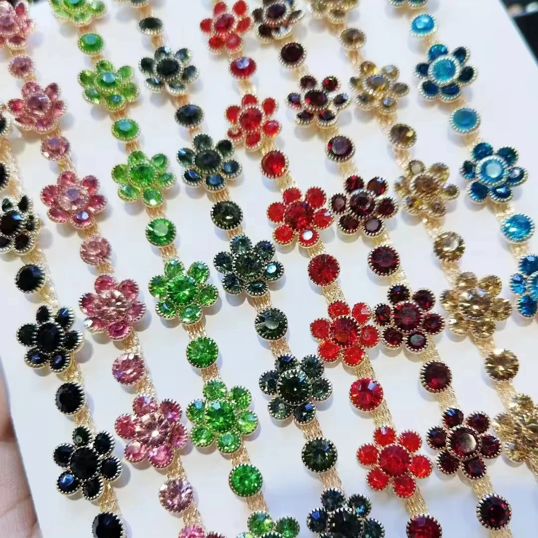 Bling Rhinestone Cup Chain Trim Sparkling Crystal Buckle Decorative Special-shape for Connector dress accessories