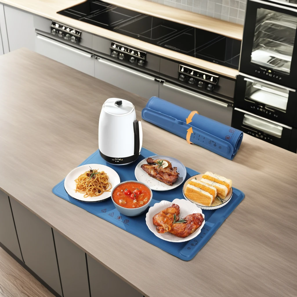 New Foldable Adjustable Temperature Silicone Food Warming Tray Silicone Electric Heating Tray Electric Warming Tray