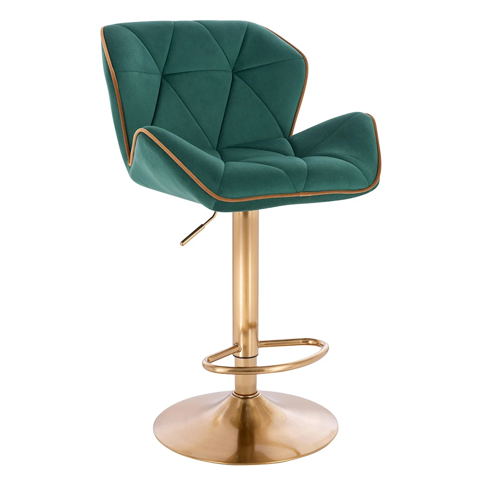 Оптовая продажа высокий барный стул Регулируемый поворотный бархатный с золотыми ножками