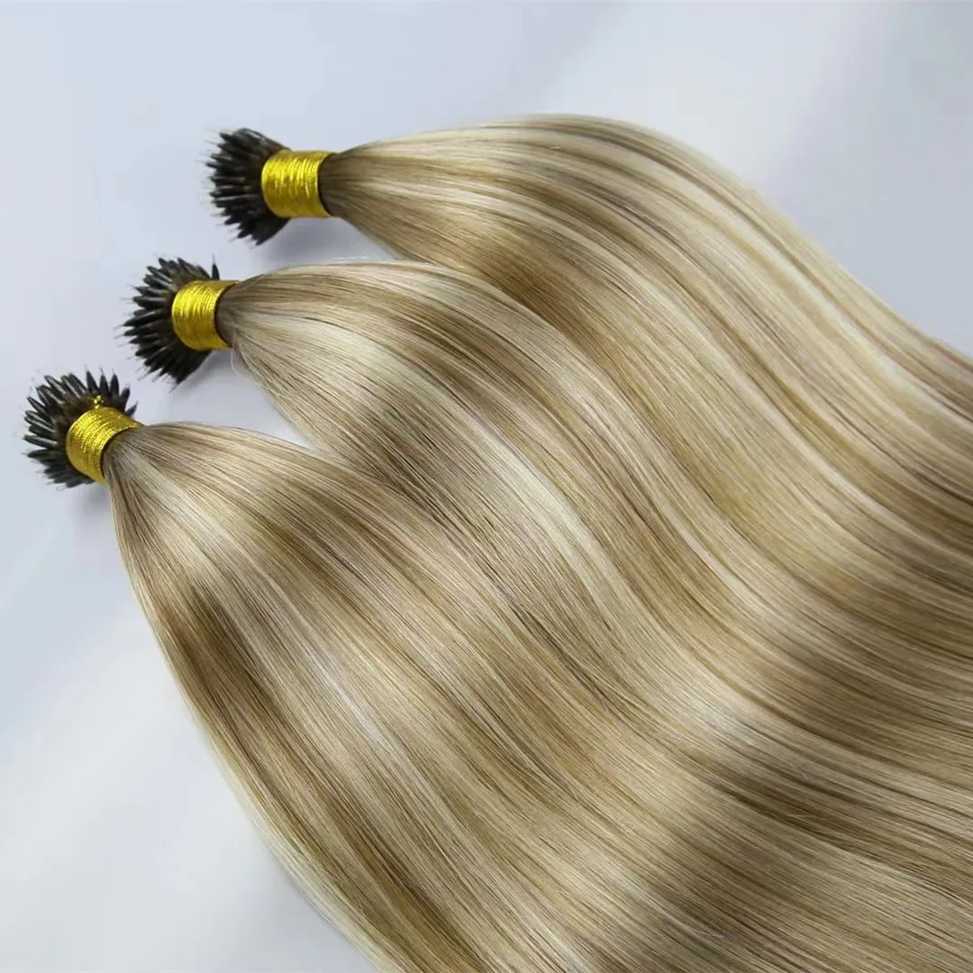 Wholesale Remy Cuticle Aligned Micro Link Human Hair Extensions I U Flat Nano Tip Kinky Raw Unprocessed Human Hair Extension