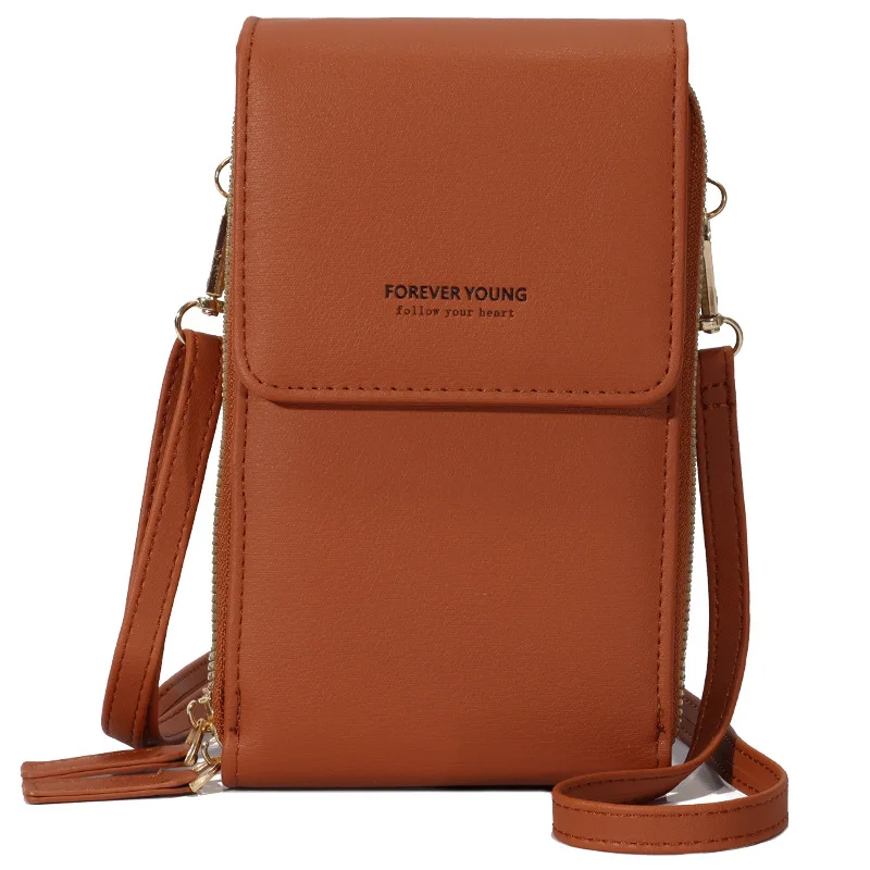 girls fashion shoulder messenger cellphone bags leather cellphone purse sling women touch screen cell phone bag forever Young