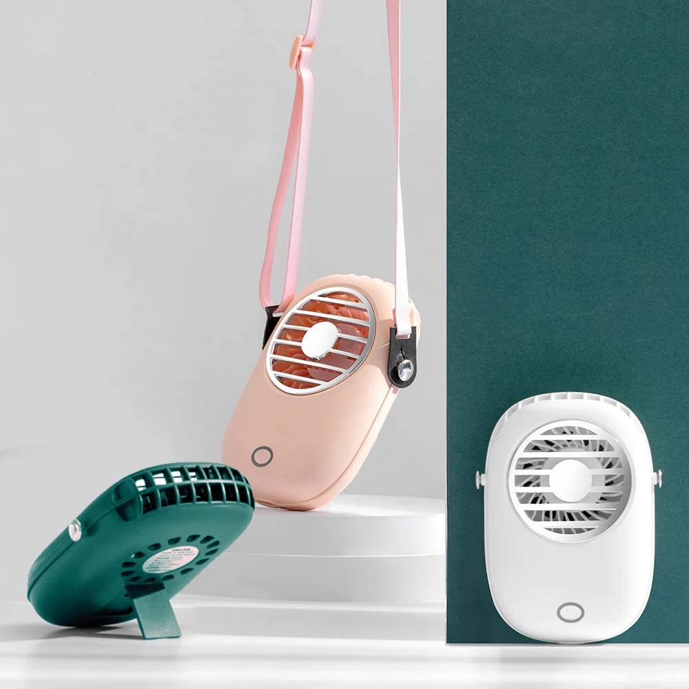 CYKE Cordless Hanging Mini Fan Bladeless With Support Portable Neck Fan Cooling Usb Rechargeable Desktop Small Table Fan 616
