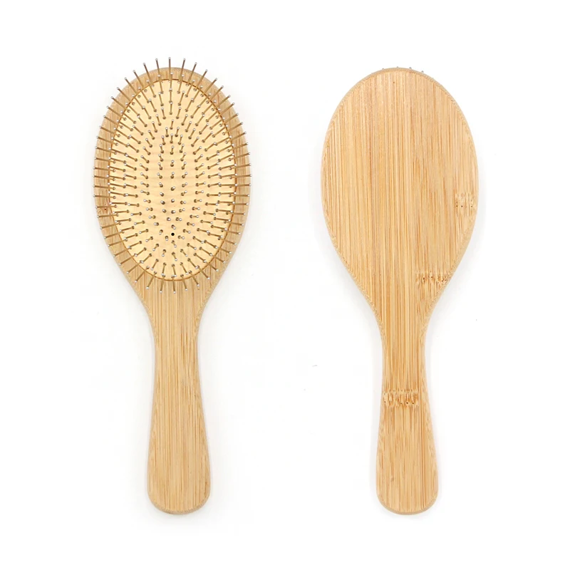 Customized Logo Rubber Air cushion Paddle Hairbrush for Wig Natural Bamboo Wig Hair Extension Brushes