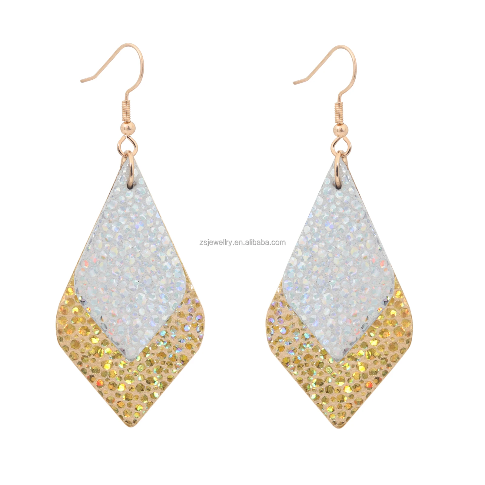 Turquoise Gold Plated Women Fashion Genuine Lady Metal Twisted Cooper Alloy Weave Jewelry Portable Cow Faux Leather Earrings