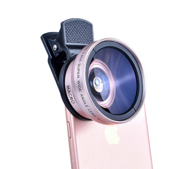 High Resolution Universal Clip Smartphone Camera Lenses Closeup 0.45x Wide Angle Mobile Phone Macro Lens