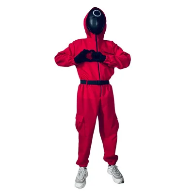 Korean squid game role-playing Costume Halloween costume the same red one-piece with belt