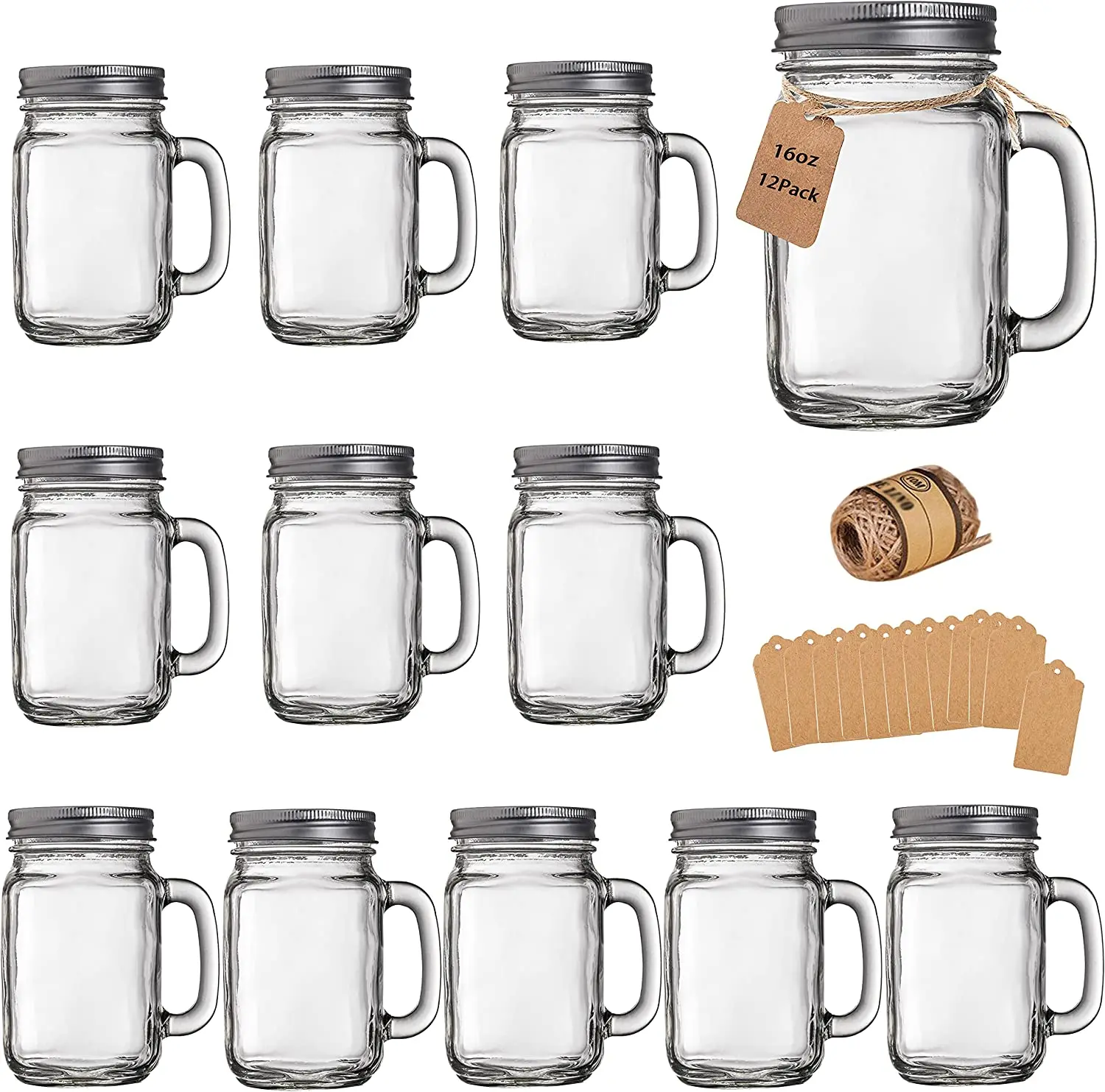 650ML 22oz Glass Jar Wide Mouth  Beverage Juice Canning Glass Mason Jar With Handle And Straw