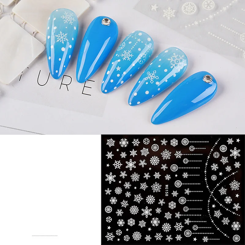 MU Snowflake Snow  Nail Art Stickers Decal Tips Xmas Reindeer Self And adhesive Nail Sticker