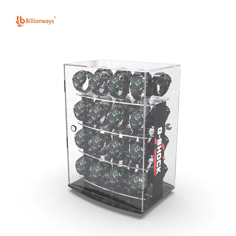 Customized Clear Acrylic Watch Display Holder Stand, PMMA Watch Display Cabinet Case