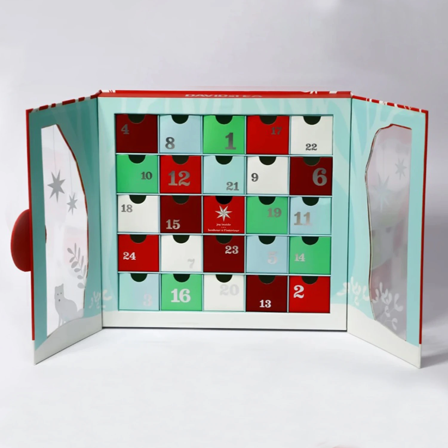 Custom Advent Calendar Luxury Cardboard Paper Gift Beauty Cosmetic Packaging Mistery Surprise Christmas Advent Calendar Box