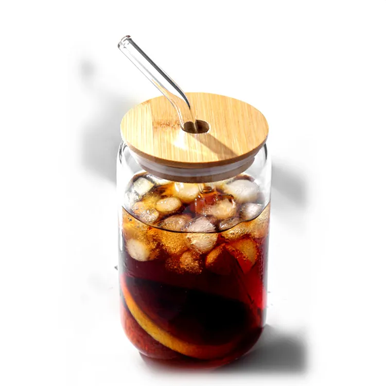 Personalized 12 Oz Cups Lid Beer Can Glass With Bamboo Lids