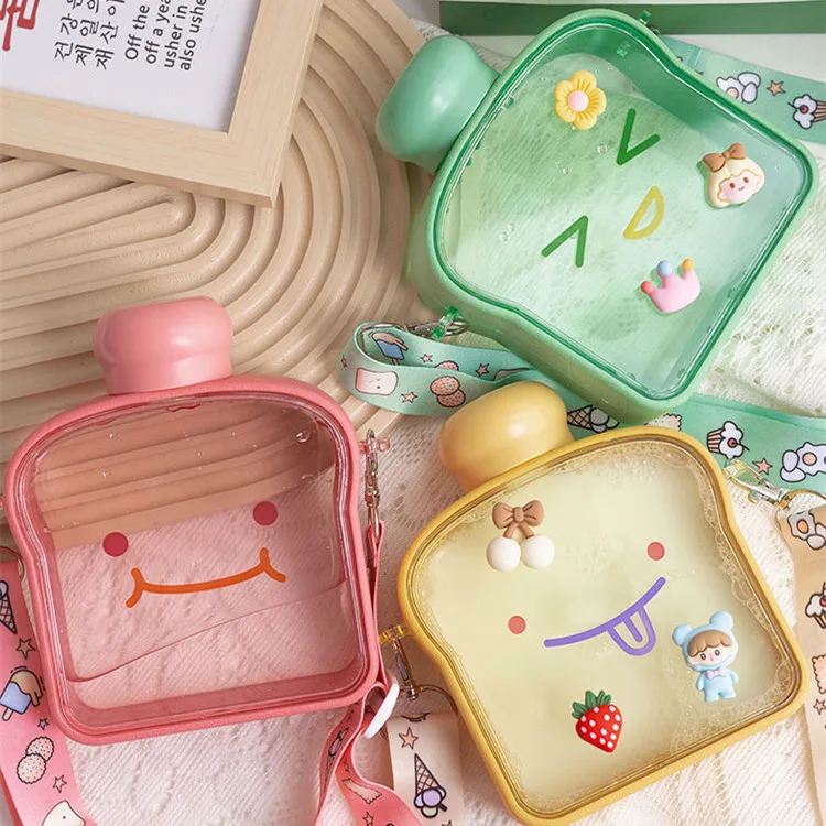 Bread water cup summer super cute can carry simple Japanese cute girl high-value student portable water bottle Sports kettle