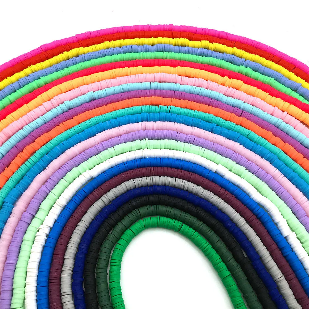 Wholesale 350Pcs 6mm Flat Round Color Polymer Clay Beads Slices for Girls Bracelet Making Diy Necklace&Earrings Accessories