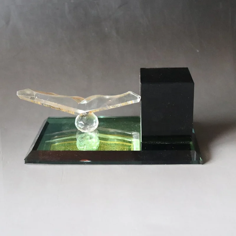 Islamic Muslim Decorative Arabic Crystal Glass Quran Book With Kaaba Ramadan Souvenirs Gifts