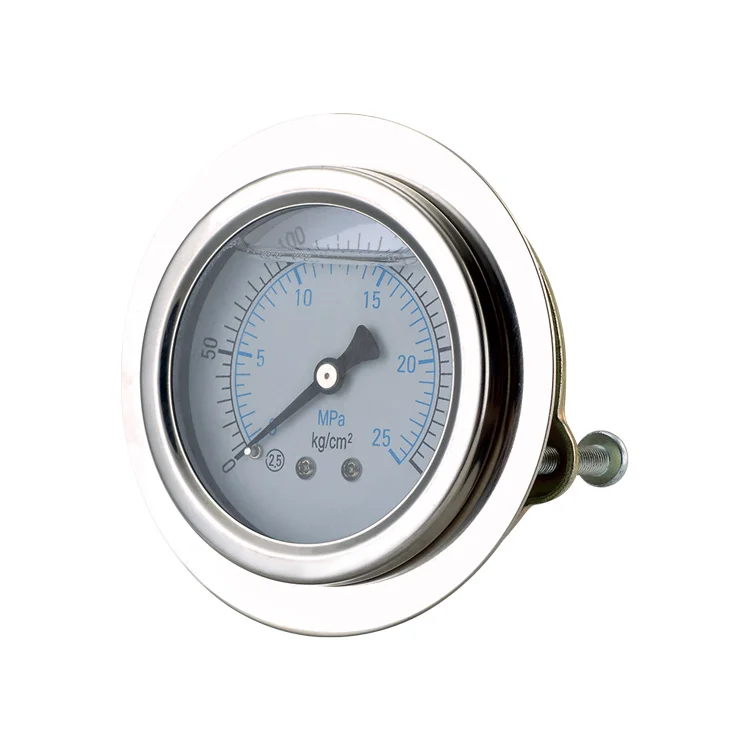 Back Connection with band edge Oil-Filled pressure gauge for Measuring Fluid Environment