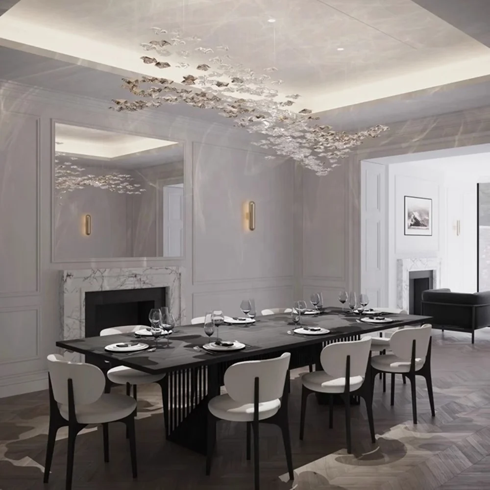 Modern hanging decorative lighting glass leaf pendant chandelier handmade glass chandelier