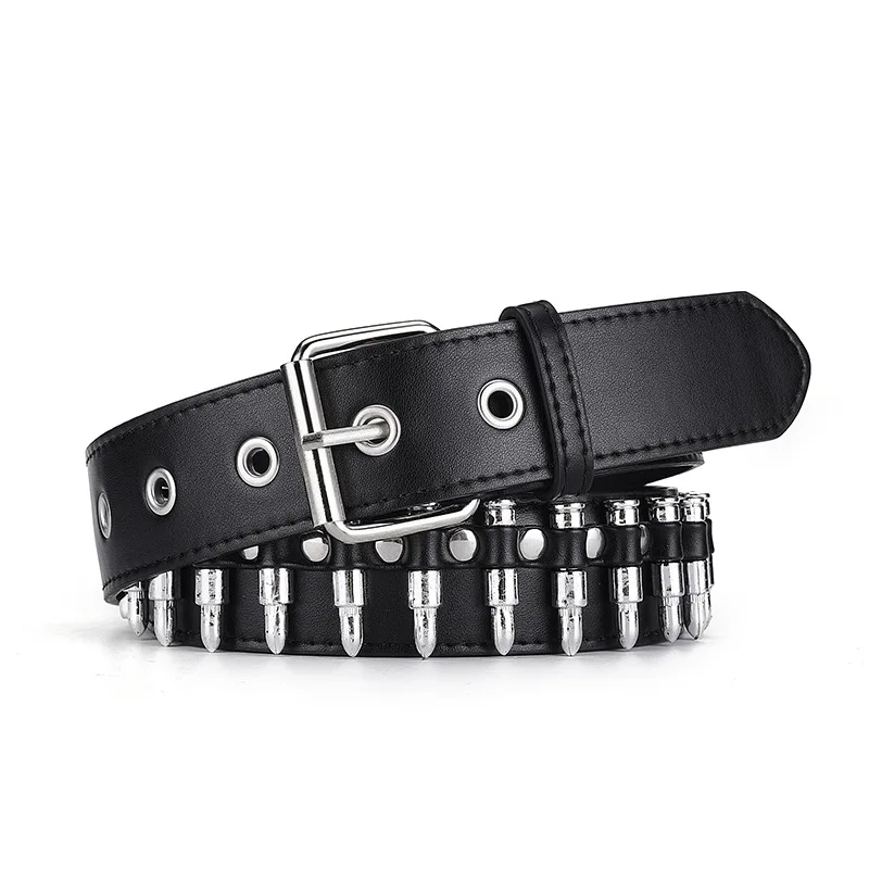 New Wide Pu Leather belt with bullet for decoration