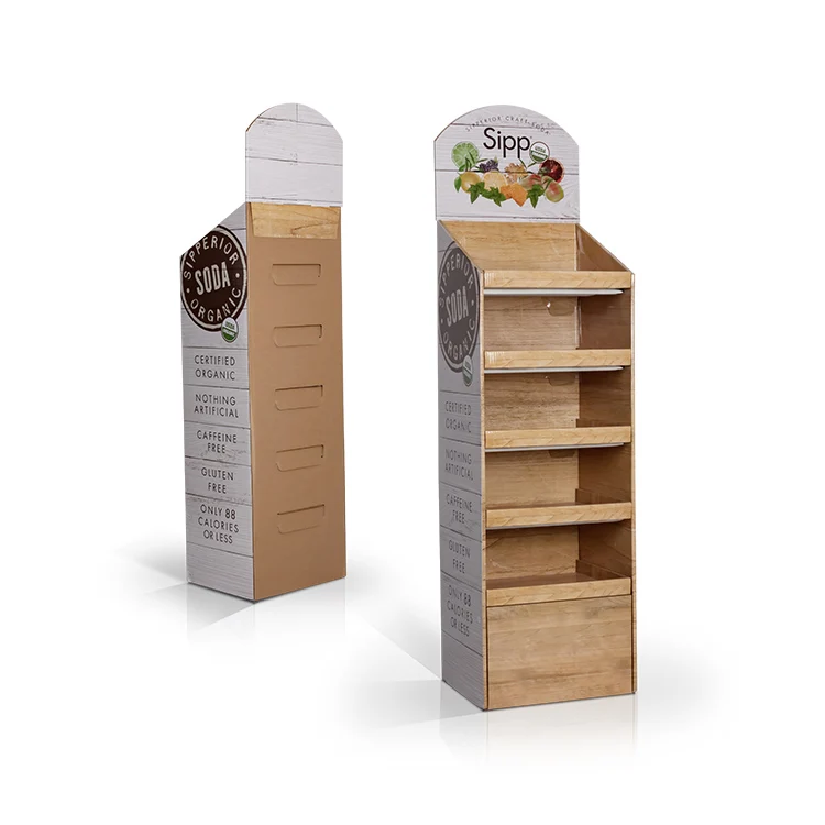 Customized Corrugated Pop Up Display Manufactures Retail Cardboard Floor Display Rack Stand