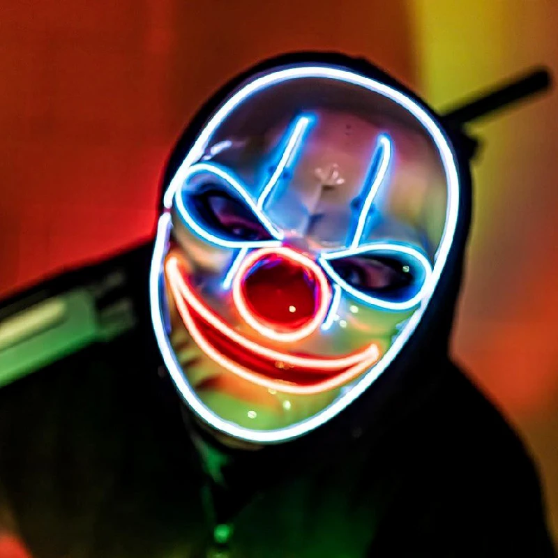 Plastic LED Light up EL Wire Mask Payday 2 Themed Costume Cosplay Mask Face Mask