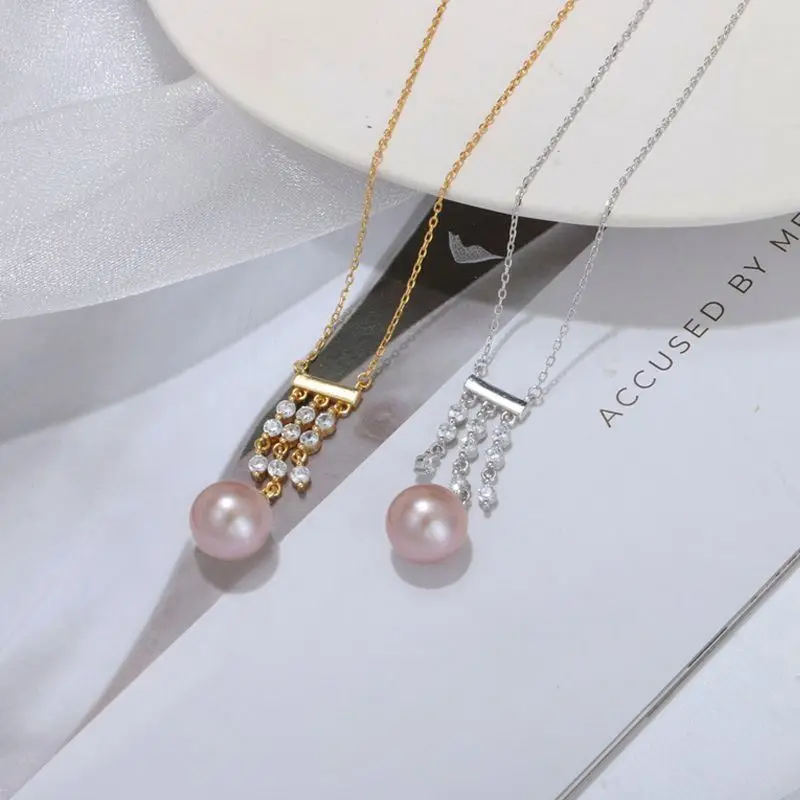 Low Price S925 Silver Pink Pearl Necklace For Women Gift