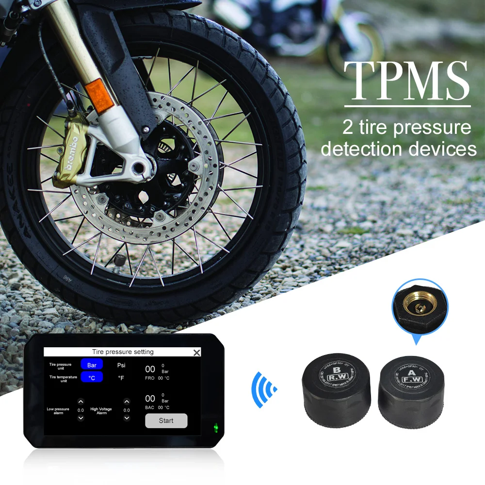SUNWAYI портативный мотоцикл TPMS давление в шинах DVR Двойная камера 1080P сенсорный экран BT GPS беспроводной