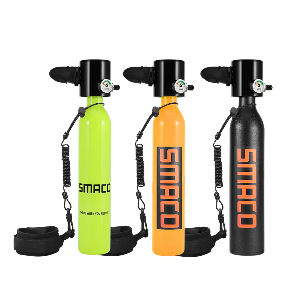
SMACO 1L Scuba Diving Cylinder Mini Oxygen Tank Set Respirator Air Tank Hand Pump for Snorkeling Breath scuba Diving Equipment 