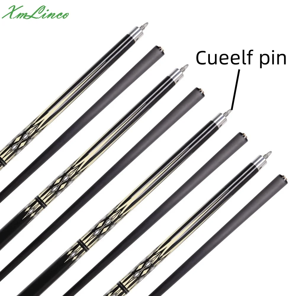 Xmlinco  Professional Customized Carbon Fiber Shaft Billiard Pool Cue 12.5mm Tip Size High Grade Sticker Pool Cue 58 Inches
