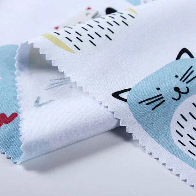 No minimum custom your own design digital fabric printed cartoon lycra fabric for dresses, kids clothes