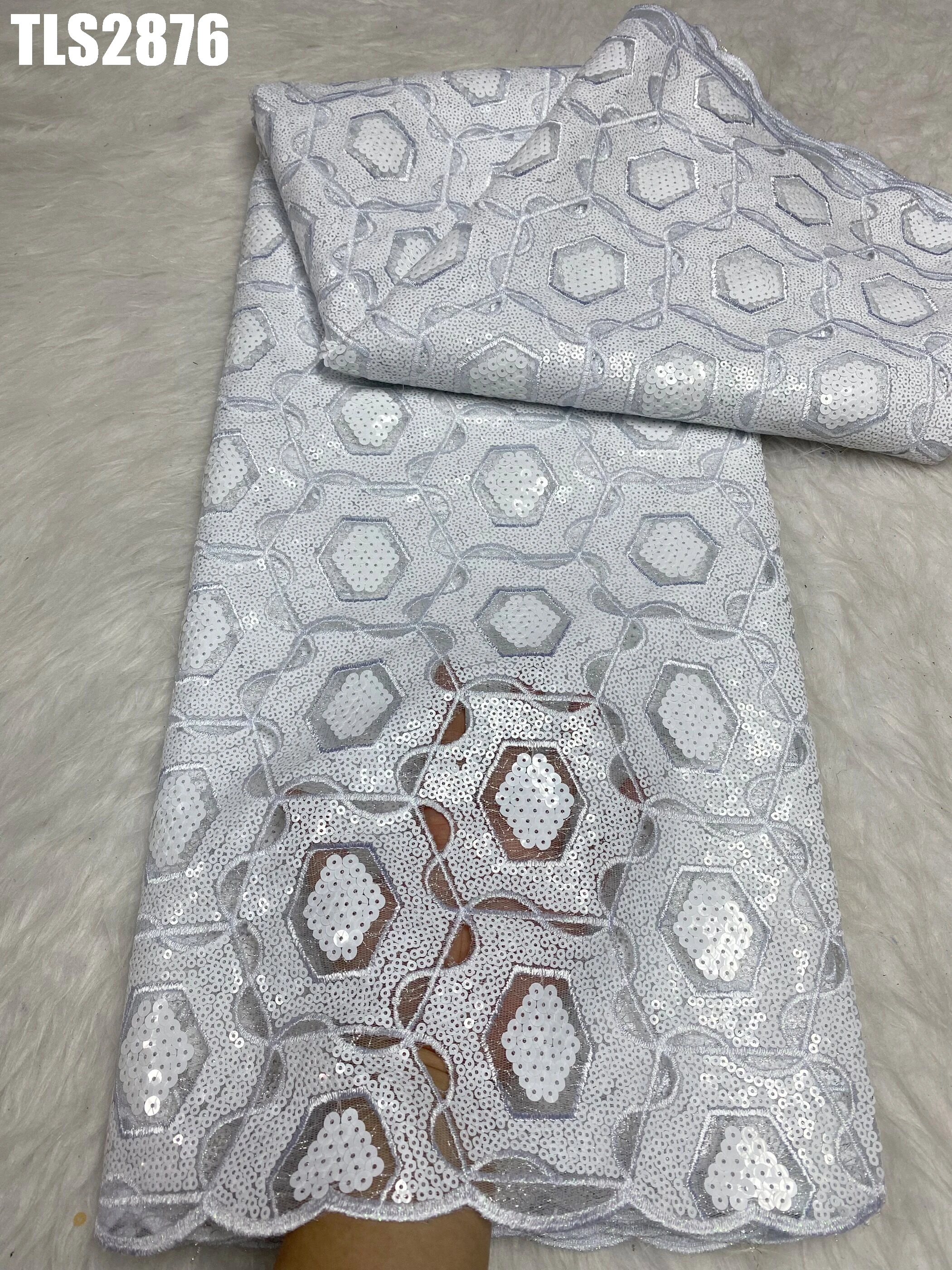 100% Polyester Unique African Sequin Lace Fabric Popular Dubai Gold Sequin Embroidery Fabric For African Wedding Dresses