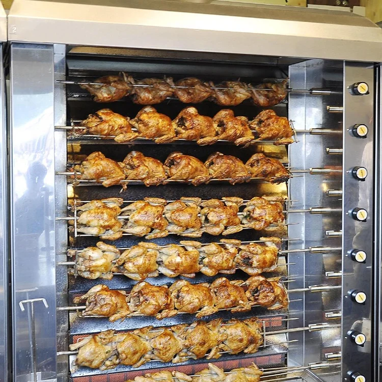 Commercial Kitchen Equipment Chickens Meat Roaster Machine  Grill 4 Rods Rotisserie Gas Electric Rotary Chicken Oven