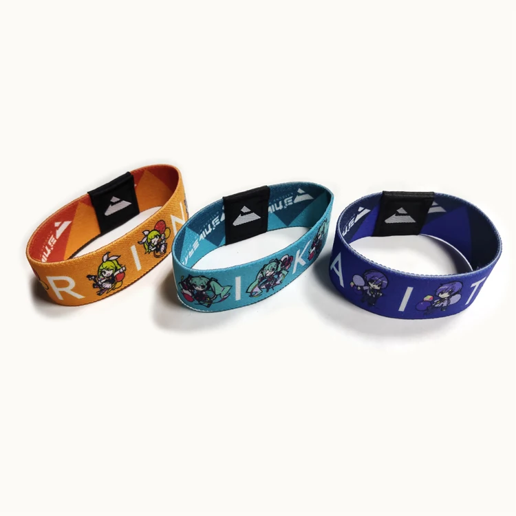 Factory Wholesale Stretch Custom Woven Label Elastic Fabric Wrist Band Bracelet Sublimation Sport Wristband