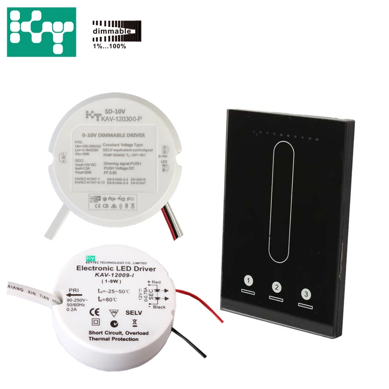 
 Один комплект включает сенсорную панель 0-10 В + Диммируемый драйвер 0-10 В CV + светодиодный драйвер  