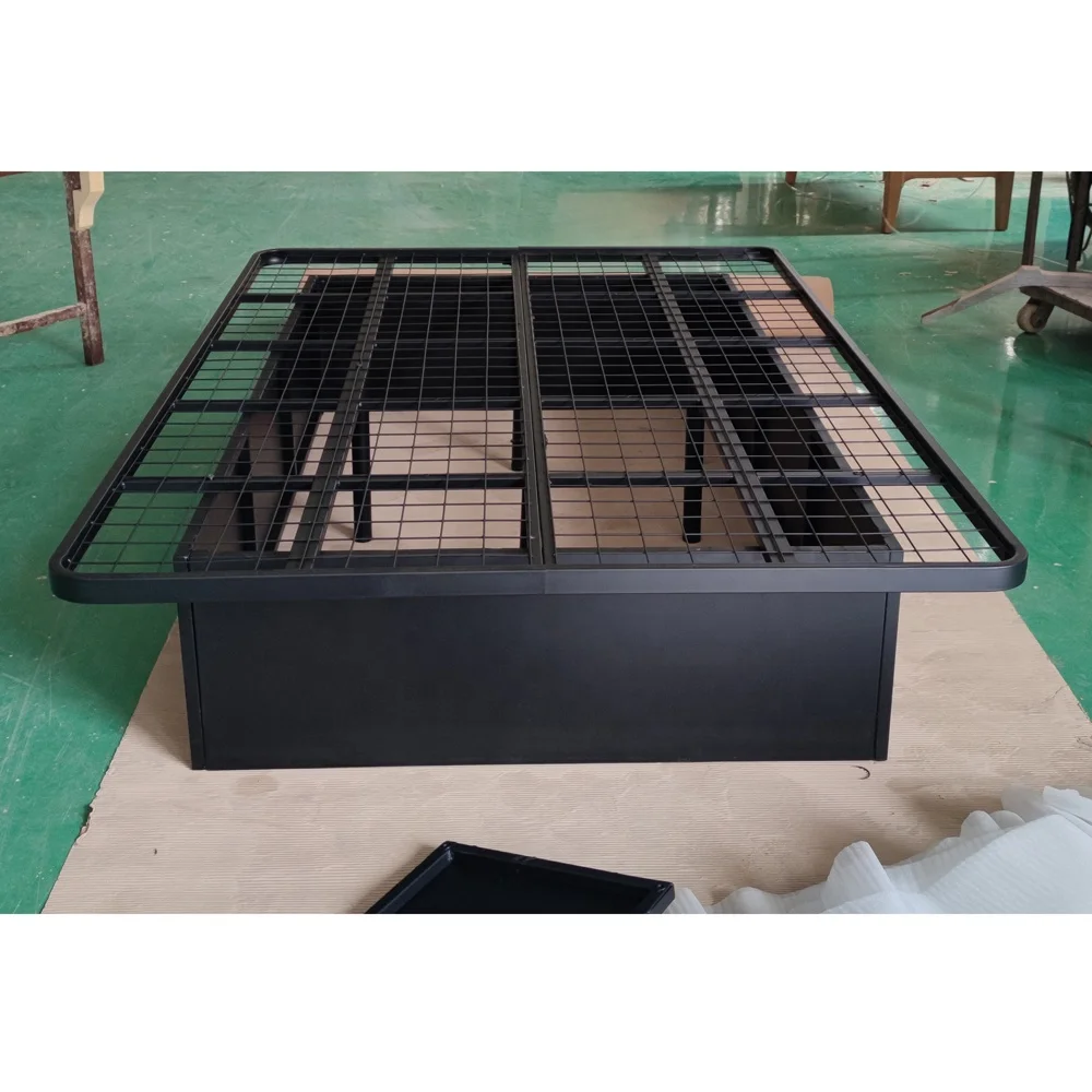 High quality black metal queen king bed frame for hotel bedroom