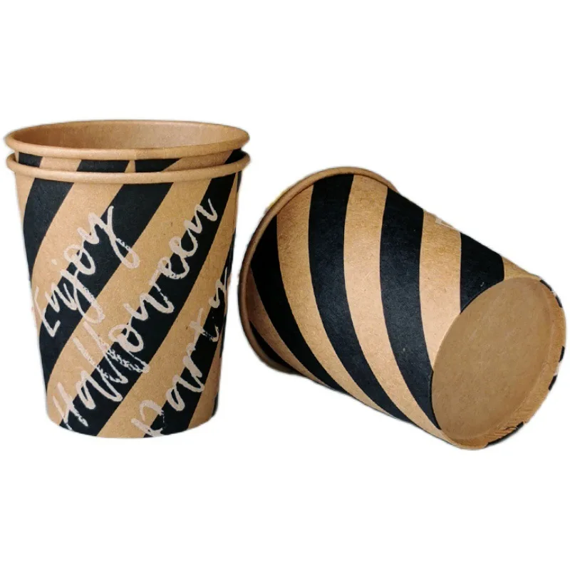 ECO friendly wholesale food grade raw custom logo printed disposable single wall paper cups for hot coffee