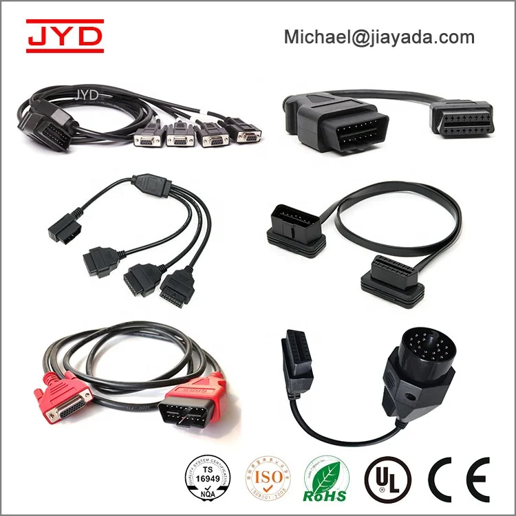 Полный 16 Pin OBDII OBD 2 разъема для подключения к открытого конца 24awg ядра с al экранированный