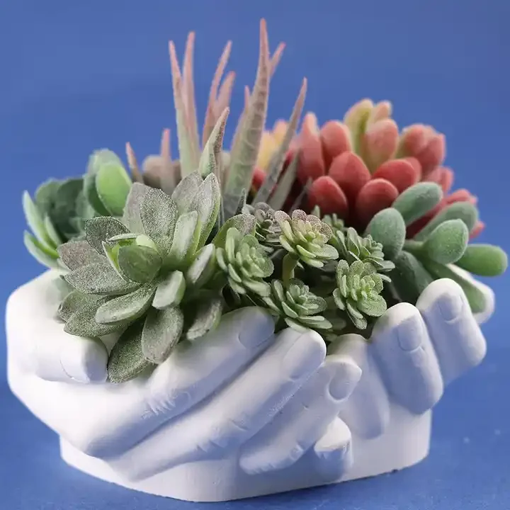 BS411 Hand Shaped Flower Pot Cement Silicone Mold Concrete Clay Succulent Planter Resin Mold Jewelry Storage Mould