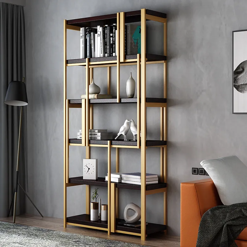 Hot Sale Black Gold Modern Metal Brushed Plated Stainless Steel Standard Bookcase