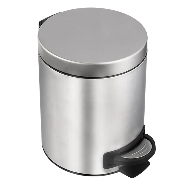 Round stainless steel trash bin can with foot pedal rubbish bin easily cleaning garbage bin hotel kitchen waste can