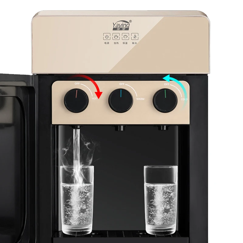 Free Standing Commercial Mini Water Dispenser with Hot & Cold Tap Strip Light Plastic Housing-for Home & Office Use