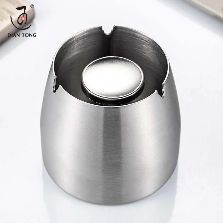 High Quality Cigarette Smoke Shop Hotel Restaurant Portable Ashtray Custom Logo Brand Ash Tray Tapered Stainless Steel Ashtray