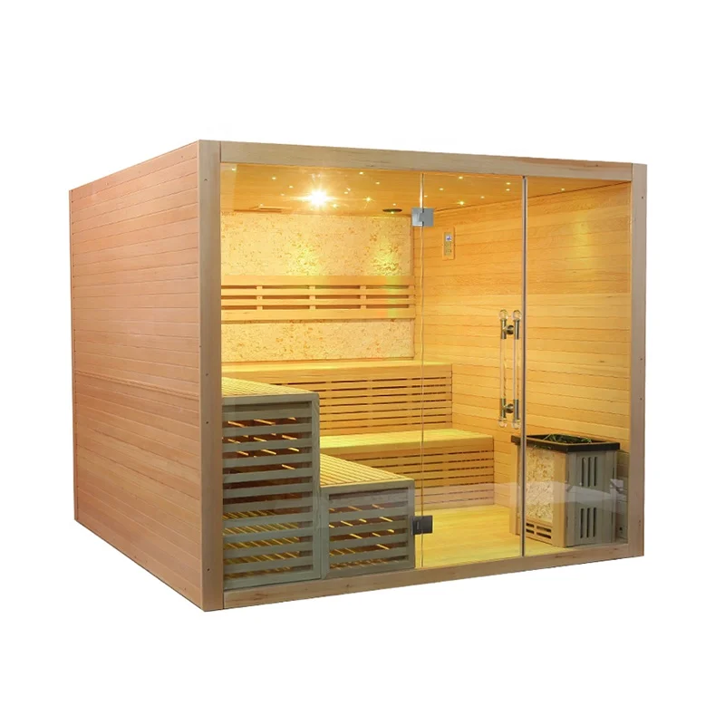 Wholesale Cheap Indoor Traditional 6 Person Wooden Sauna Room With Star Light