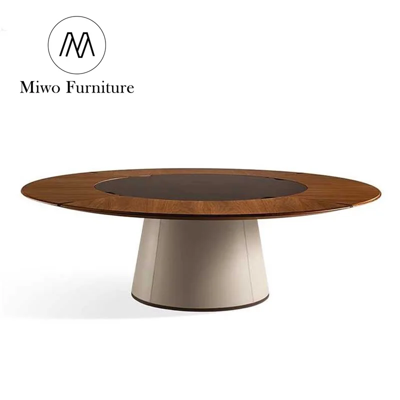 Luxury Hotel Style Solid Wooden box Chinese villa  Banquet Table for High-End Living Room and Hotel Use round Dining Table