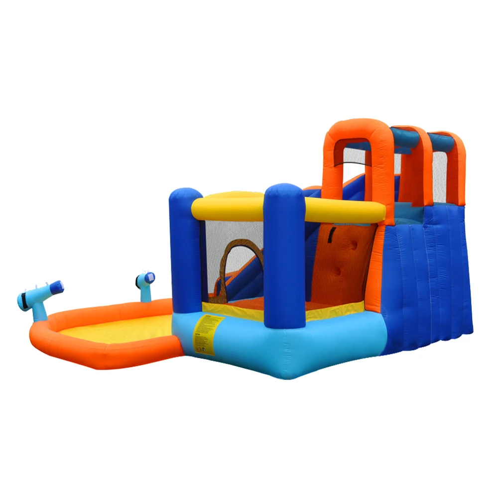 Hot selling popular multiple function inflatable playground inflatable bouncer with double water slide water guns toys