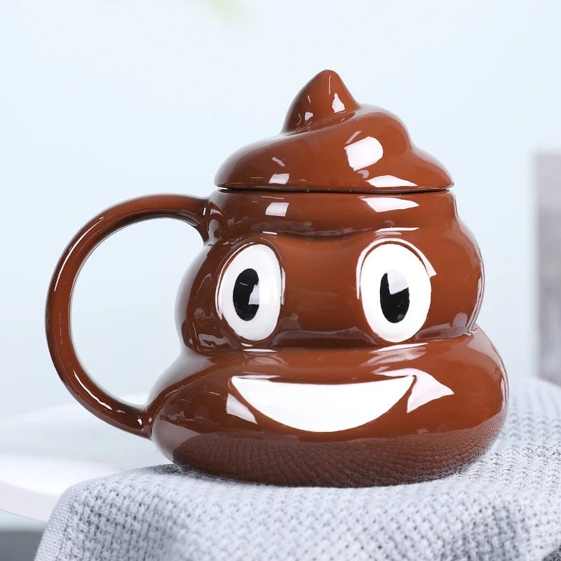 creative brown color funny cartoon poop design ceramic milk mug porcelain coffee cup